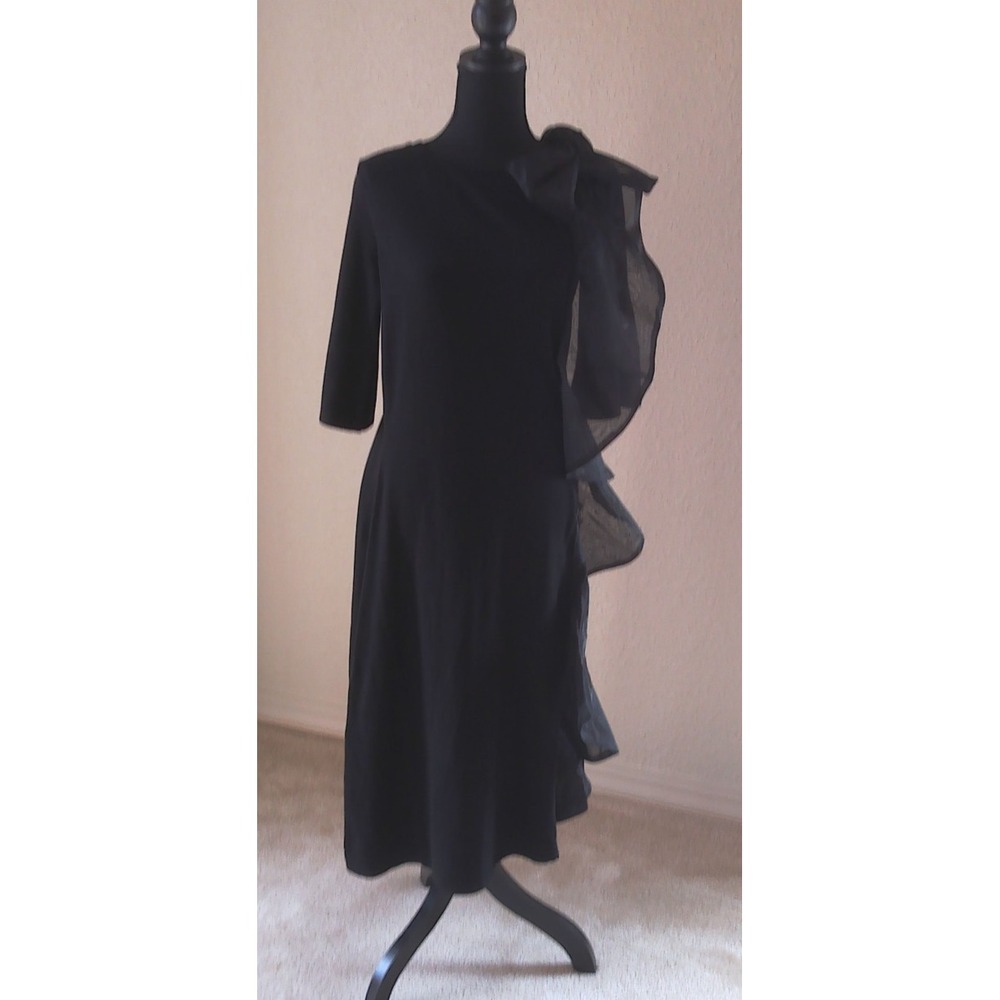 C WONDER CHRISTIAN SIRIANO WOMENS BLACK SWEATER DRESS WITH RUFFLE NWT SIZE MED